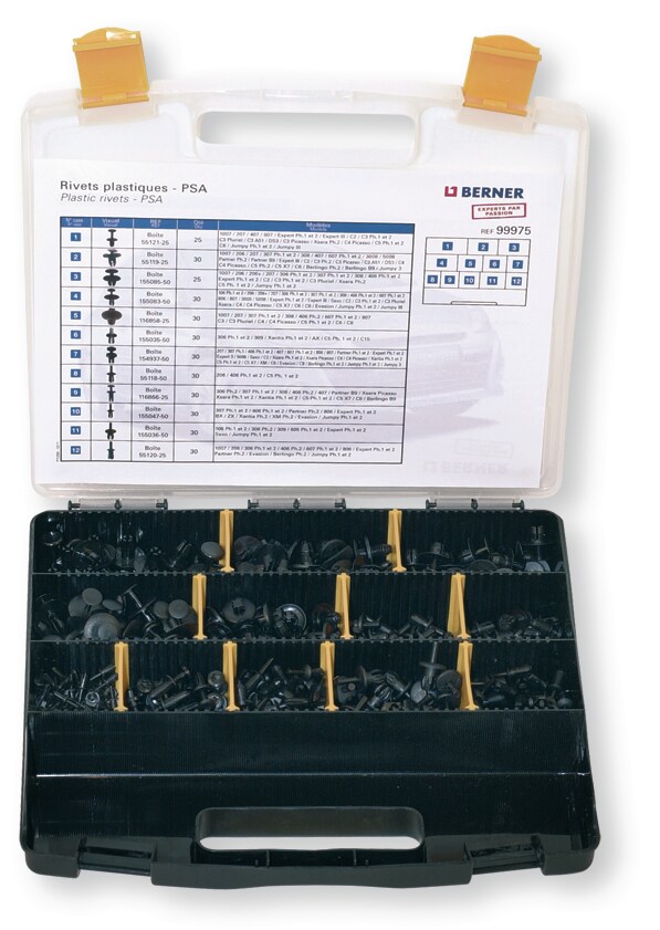 Coffret de rivets plastiques PSA, vente pour professionnels | Berner®